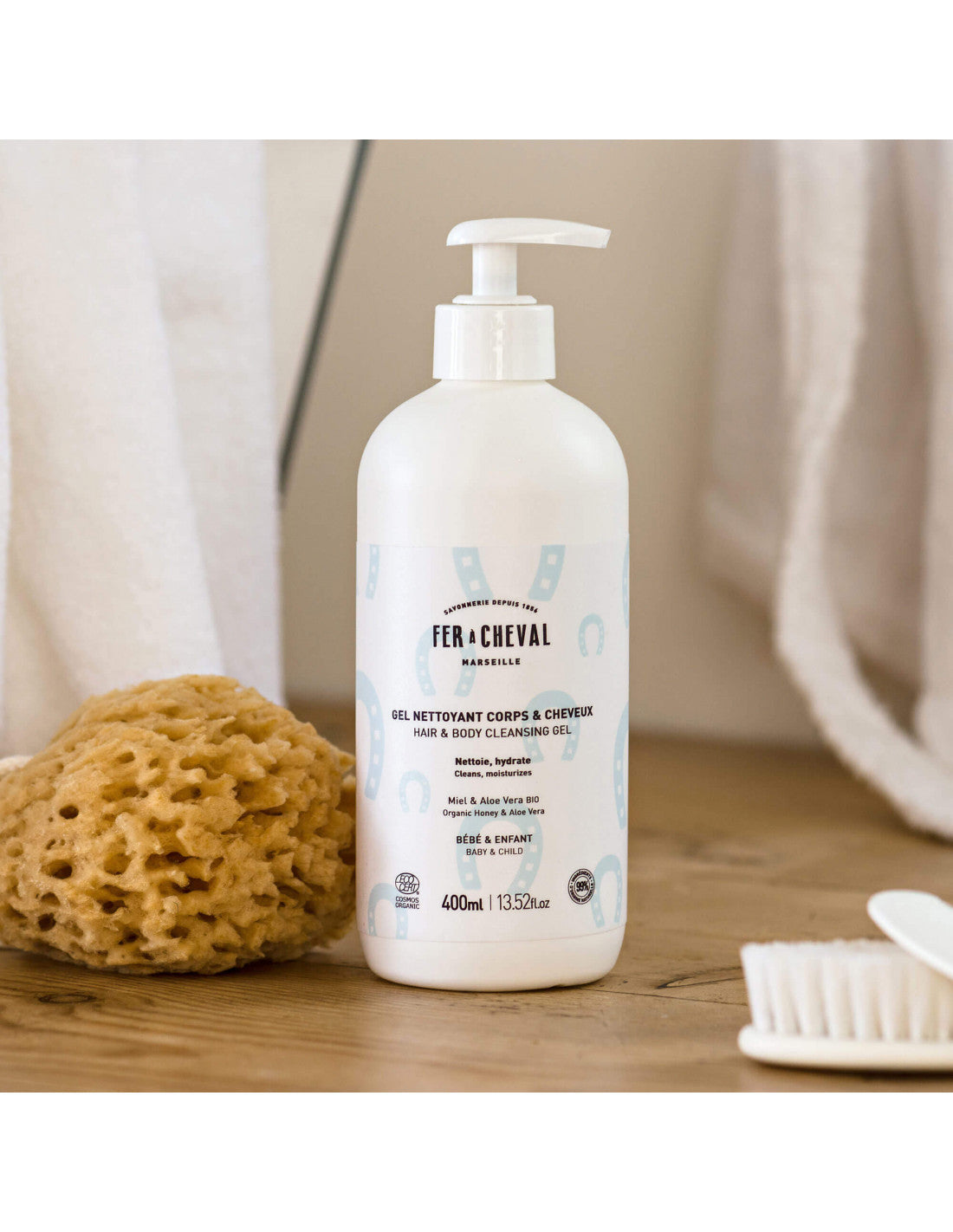 Baby Gel for hair and body 400ml (Organic Honey & Aloe Vera), Fer à Cheval