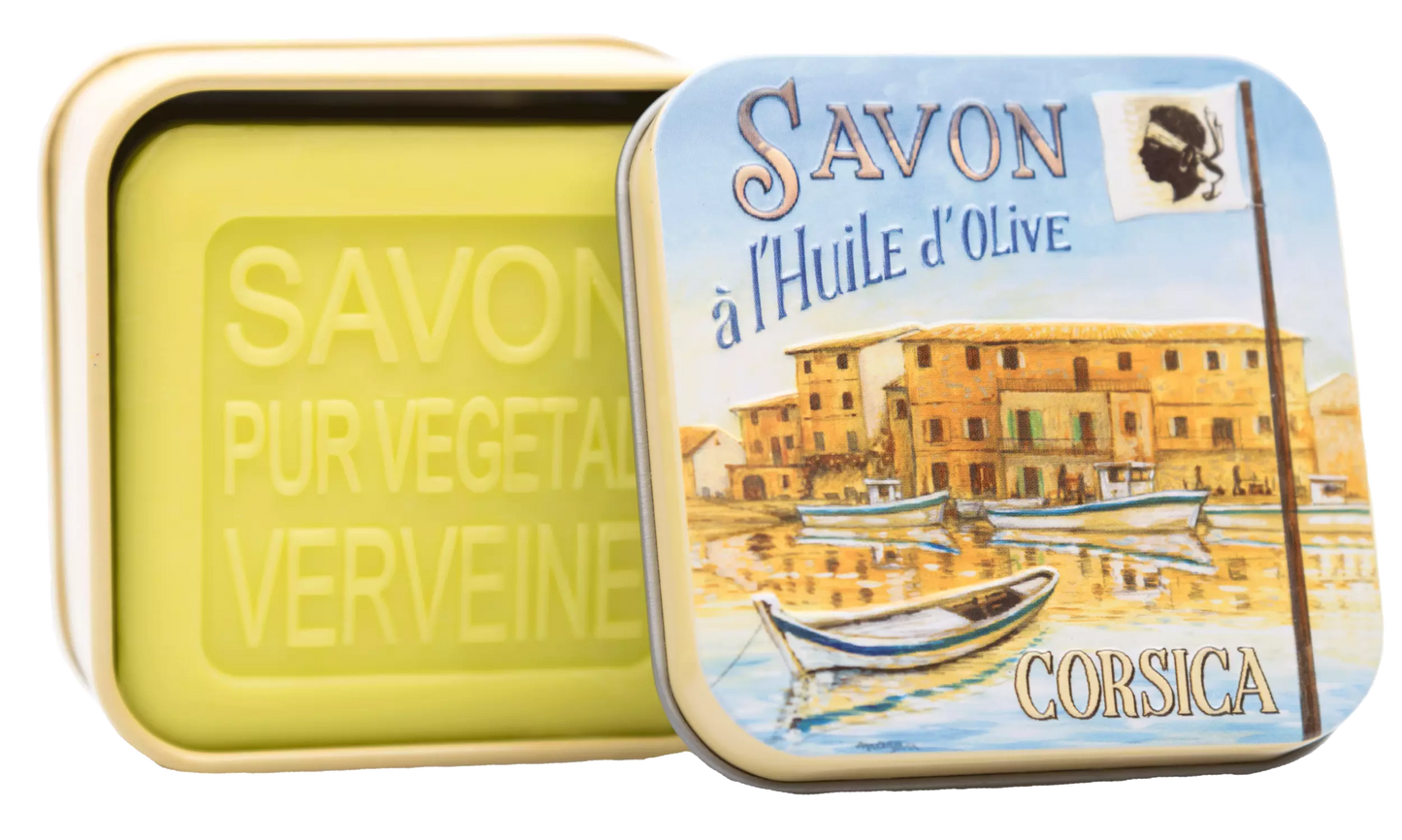 Soap 100g in a tin box "LA CORSE Le Port" - Verbena