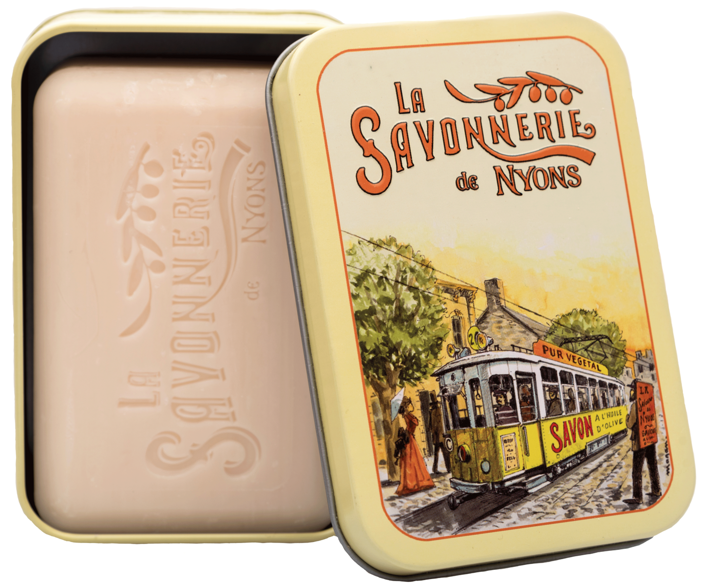 Mydlo 200g v plech.kr. "LES TRAINS Le tramway" - Cotton flower