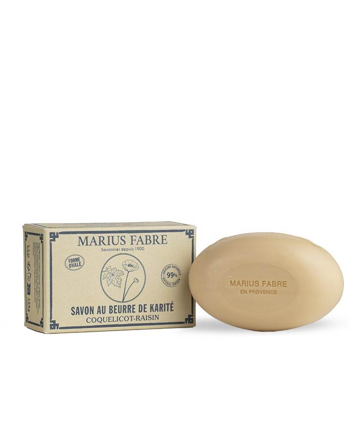 Tuhé mydlo s vôňou maku a hrozna 150 g, bez palmového oleja, Marius Fabre
