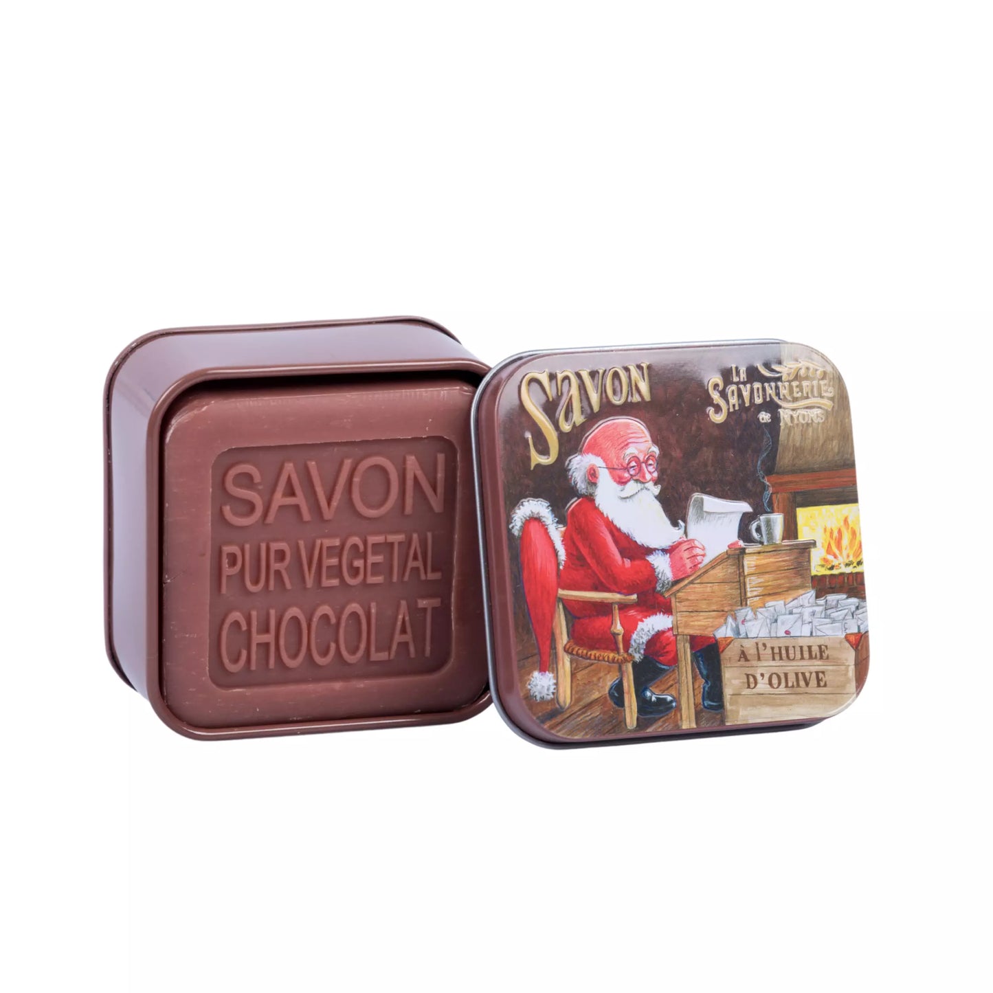 Soap 100g in a tin box "NOËL 3 Lettre du Père Noël" - Chocolate