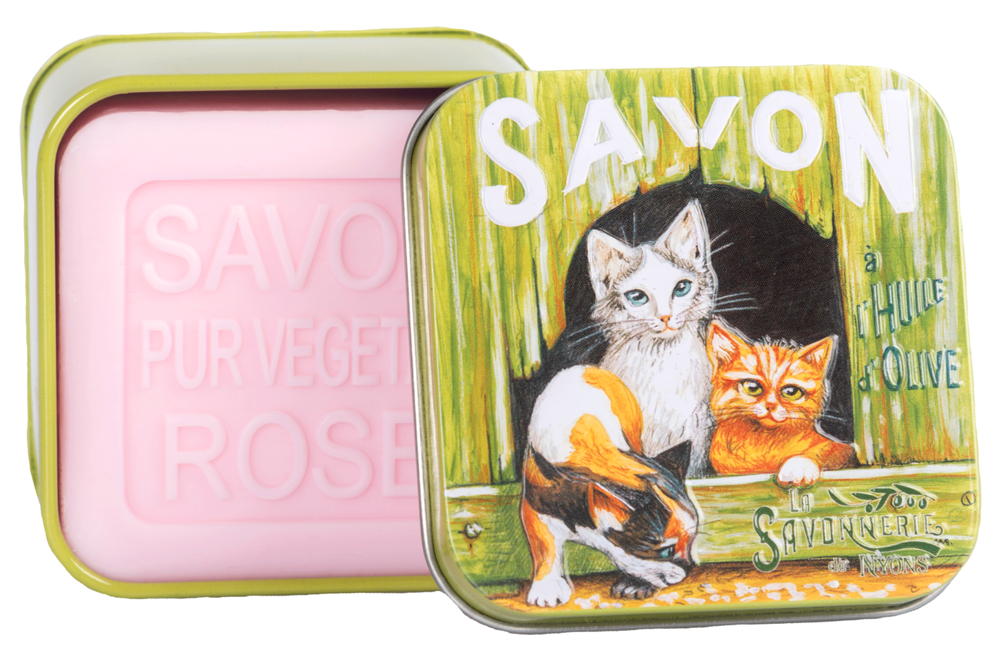 Soap 100g in a tin box "CHATS 2 Chatons 2" - Rose
