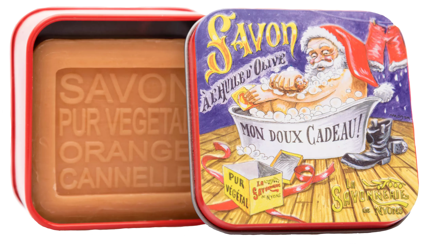 Mydlo 100g v plech.kr. "NOEL 2 Bain Père Noël" - Cinnamon & Orange, NYONS