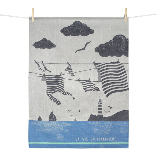 Tea towel "LA VIE EN MARINIÈRE", Tissage Moutet